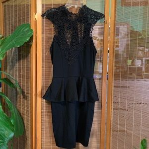 Pencil dress with lace top